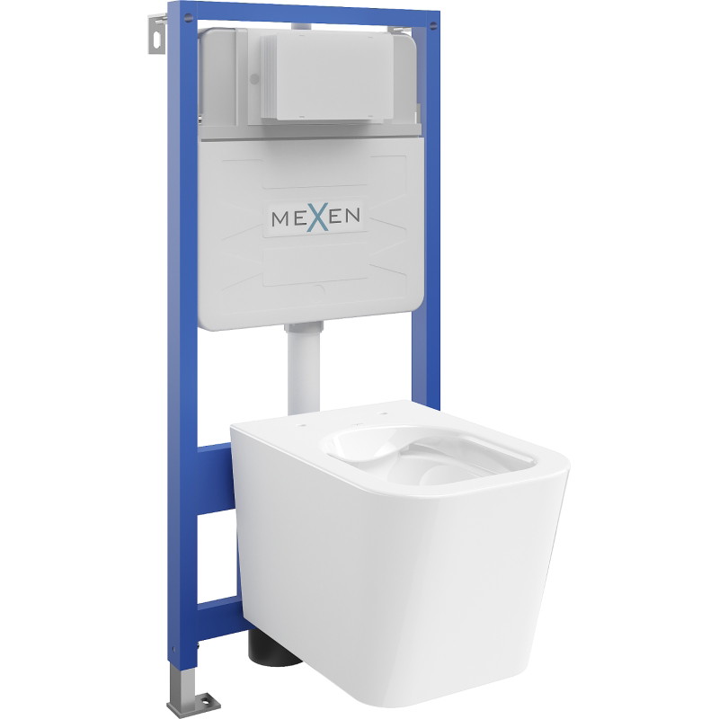 Mexen Teo seinale paigaldatav WC-komplekt Fenix Slim raamiga ja WC-potiga, valge läige - 6103385XX00