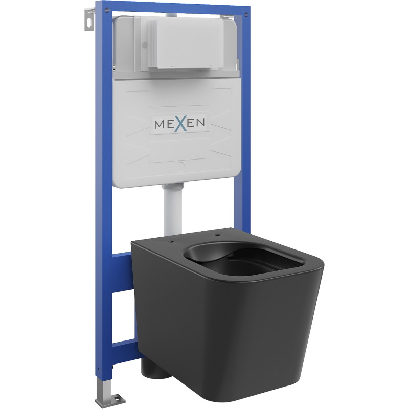 Mexen Teo Fenix Slim Wall-Hung WC Frame Set with Black Matte Toilet Bowl - 6103385XX85