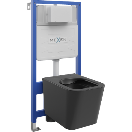 Mexen Teo Fenix Slim Wall-Hung WC Frame Set with Black Matte Toilet Bowl - 6103385XX85