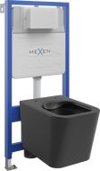 Mexen Teo Fenix Slim Wall-Hung WC Frame Set with Black Matte Toilet Bowl - 6103385XX85
