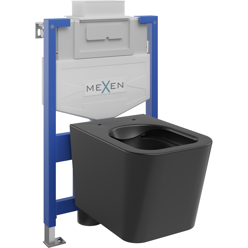 Mexen Teo σετ εντοιχισμένου WC πλαίσιο Fenix XS-U με λεκάνη WC, μαύρο ματ - 6853385XX85