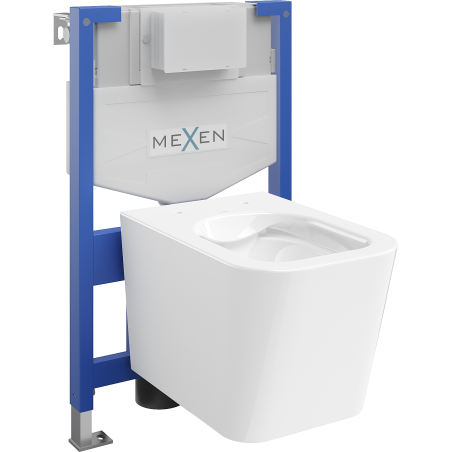 Mexen Teo σετ εντοιχισμένου WC πλαίσιο Fenix XS-F με λεκάνη WC, λευκή γυαλιστερή