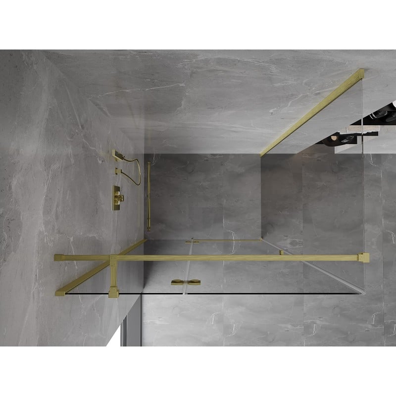 Mexen Mist-H T cabine de douche pivotante gauche 75 x 95 cm, transparent, or brossé - 8A5T-075-095-55-00-L