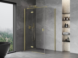 Mexen Mist H T cabine de douche pivotante gauche 90 x 110 cm, transparent, or brossé - 8A5T-090-110-55-00-L