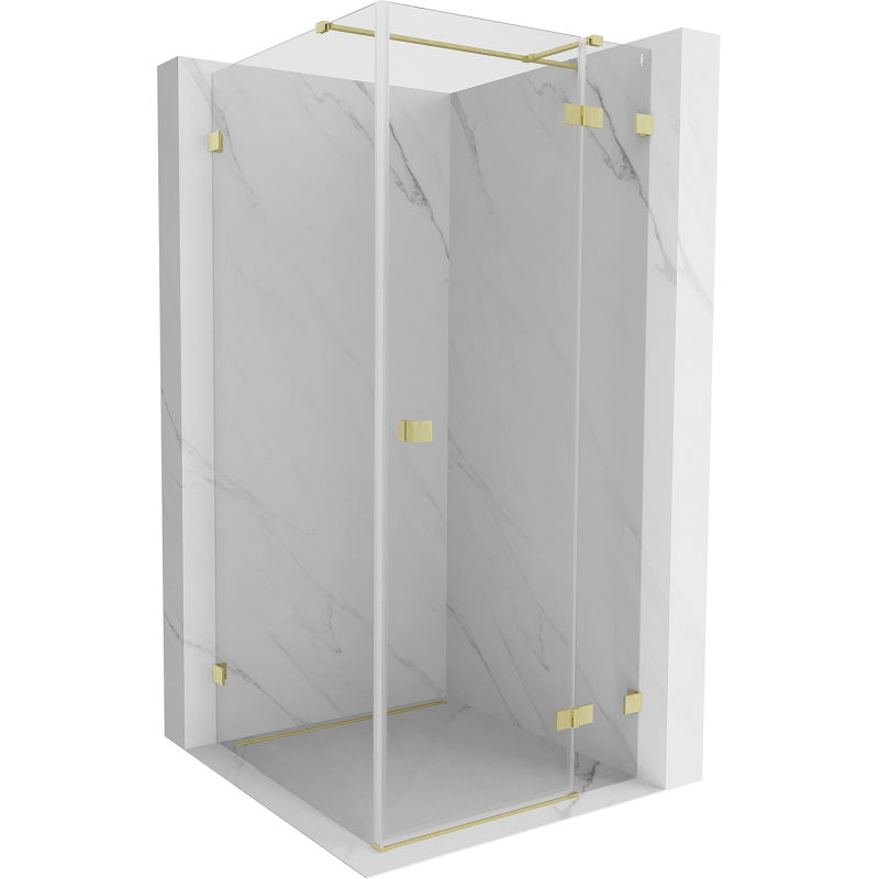 Mexen Lunar T cabine de duche rebatível direita 70 x 70 cm, transparente, dourado escovado - 834T-070-070-55-00-P