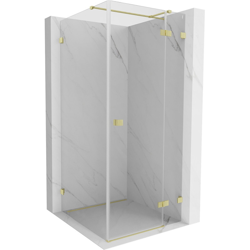 Mexen Lunar T cabine de duche dobrável direita 80 x 80 cm, transparente, dourado escovado - 834T-080-080-55-00-P