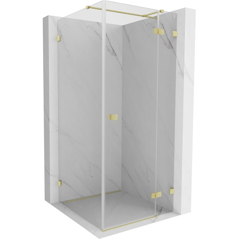 Mexen Lunar T right hinged shower cabin 90 x 90 cm, transparent, brushed gold - 834T-090-090-55-00-P