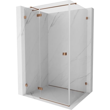 Mexen Lunar T pivot shower cabin left 75 x 70 cm, transparent, rose gold - 834T-075-070-60-00-L