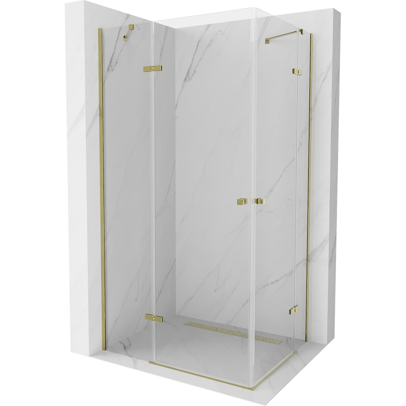 Mexen Roma Duo Duschkabine, Drehbar 80 x 70 cm, Transparent, Gold - 854-080-070-50-00-02