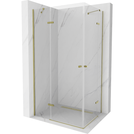 Mexen Roma Duo Duschkabine schwenkbar 80 x 70 cm, transparent, gold - 854-080-070-50-00-02