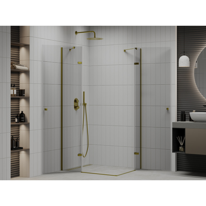 Mexen Roma Duo cabine de douche pivotante 80 x 70 cm, transparent, dorée - 854-080-070-50-00-02