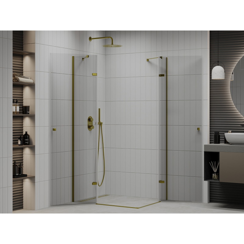 Mexen Roma Duo klizna tuš kabina 80 x 70 cm, prozirna, zlatna - 854-080-070-50-00-02