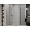 Mexen Roma Cabina de ducha abatible Duo 90 x 80 cm, transparente, dorada - 854-090-080-50-00-02