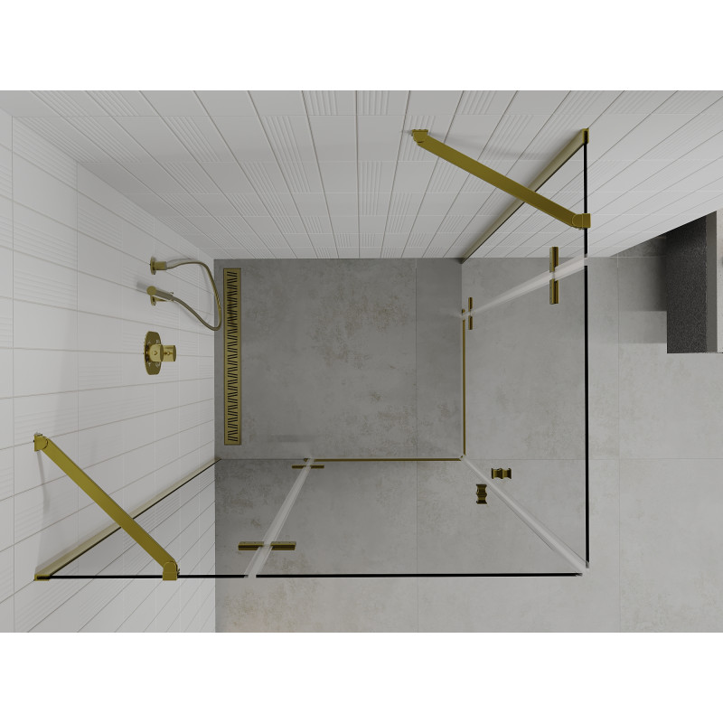 Mexen Roma Duo cabine de douche pivotante 90 x 80 cm, transparente, dorée - 854-090-080-50-00-02