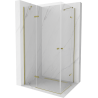 Mexen Roma Cabina de ducha abatible Duo 90 x 80 cm, transparente, dorada - 854-090-080-50-00-02