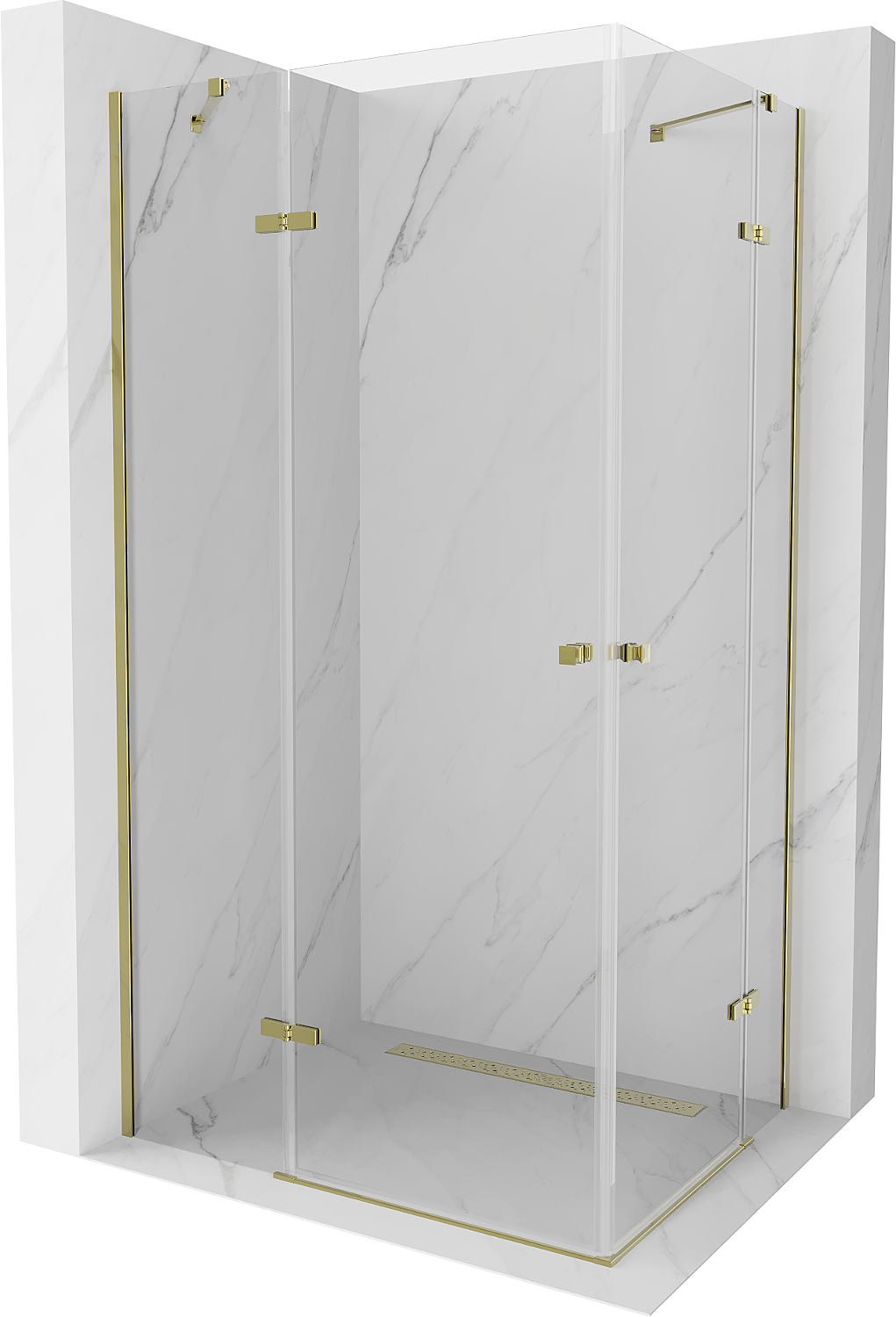 Mexen Roma Duo kabina prysznicowa uchylna 90 x 80 cm, transparent, złota - 854-090-080-50-00-02