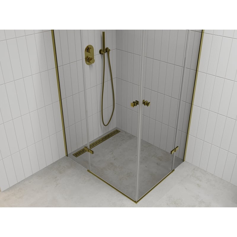 Mexen Roma Duo Shower Enclosure Hinged 100 x 90 cm, Transparent, Gold - 854-100-090-50-00-02