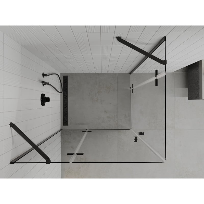 Mexen Roma Duo draaideur douchecabine 80 x 70 cm, transparant, zwart - 854-080-070-70-00-02