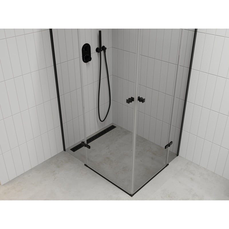 Mexen Roma Duo cabina doccia battente 80 x 70 cm, trasparente, nero - 854-080-070-70-00-02