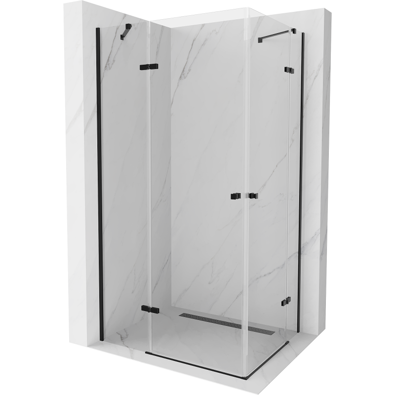 Mexen Roma Duo duschkabin med svängdörr 80 x 70 cm, transparent, svart - 854-080-070-70-00-02