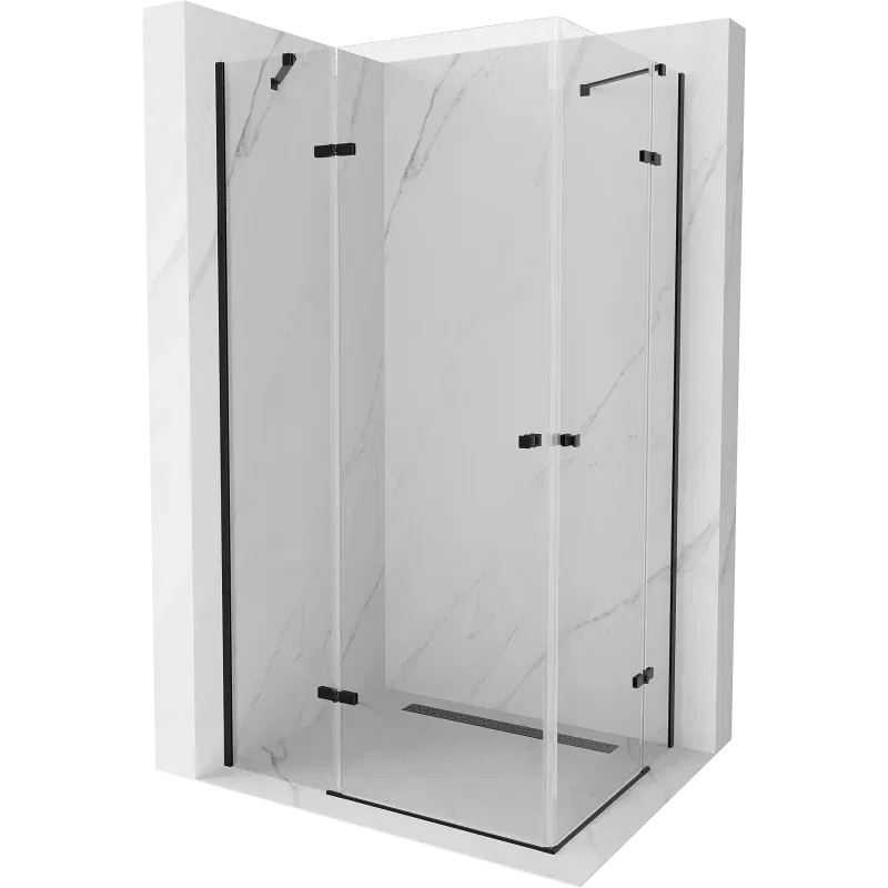 Mexen Roma Duo Duschkabine Schwingtür 80 x 70 cm, transparent, schwarz - 854-080-070-70-00-02