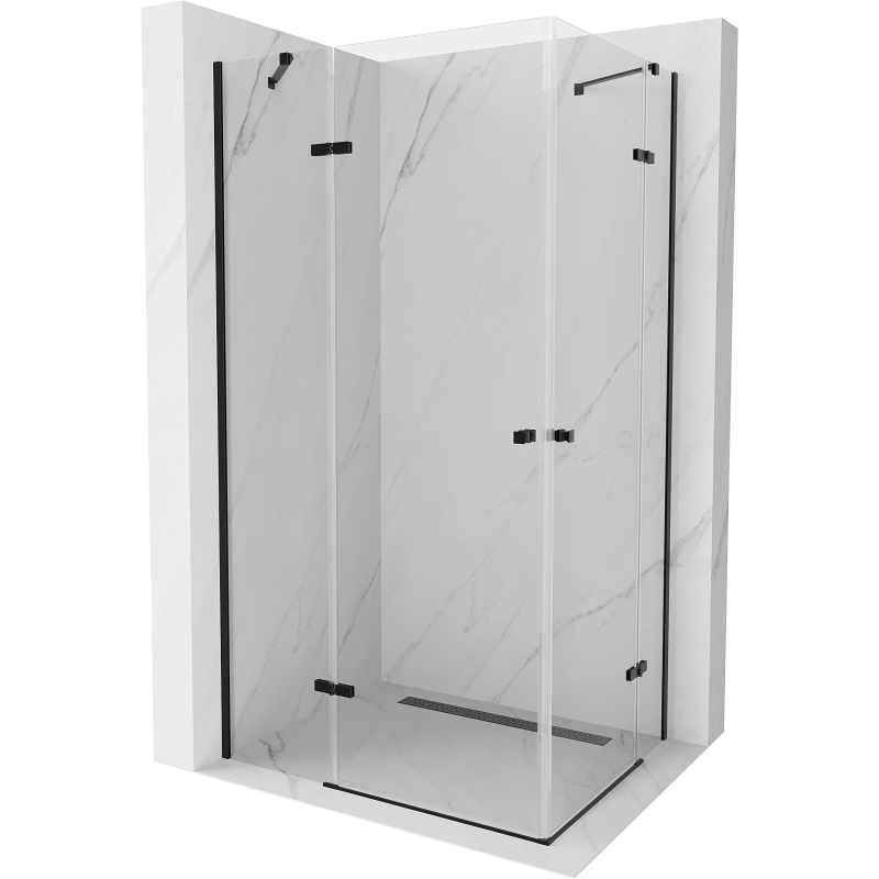 Mexen Roma Duo cabina doccia a battente 90 x 80 cm, trasparente, nero - 854-090-080-70-00-02