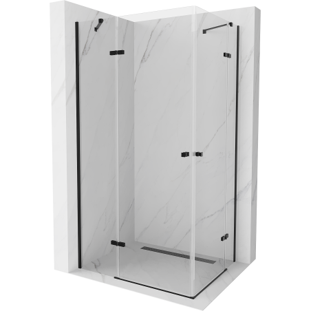 Mexen Roma Duo Duschkabine schwenkbar 90 x 80 cm, transparent, schwarz - 854-090-080-70-00-02