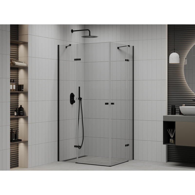 Mexen Roma Duo Duschkabine klappbar 90 x 80 cm, transparent, schwarz - 854-090-080-70-00-02