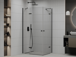Mexen Roma Duo cabina doccia a battente 90 x 80 cm, trasparente, nero - 854-090-080-70-00-02
