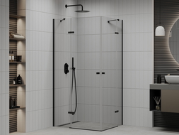 Mexen Roma Duo cabine de douche pivotante 90 x 80 cm, transparent, noir - 854-090-080-70-00-02