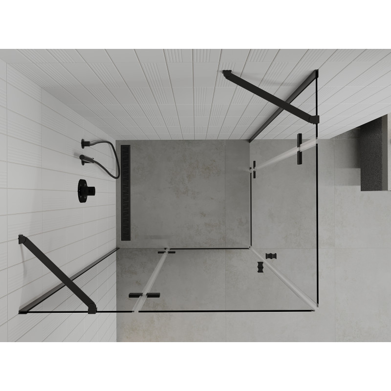 Mexen Roma Duo tuš kabina z vrati 90 x 80 cm, prozorna, črna - 854-090-080-70-00-02