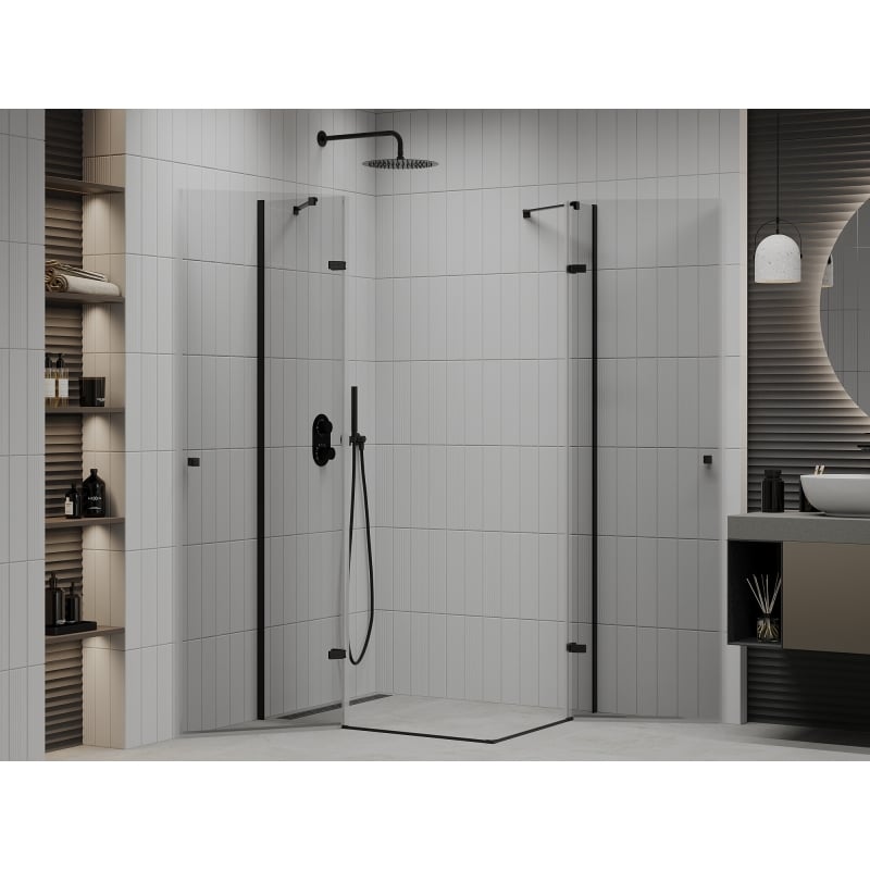 Mexen Roma Duo Shower Enclosure Hinged 100 x 90 cm, Transparent, Black - 854-100-090-70-00-02
