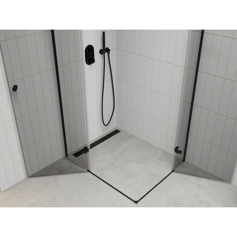 Mexen Roma Duo cabine de douche pivotante 100 x 90 cm, transparent, noir - 854-100-090-70-00-02