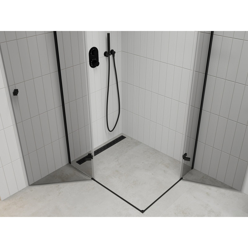 Mexen Roma Duo hinged dušikabiin 100 x 90 cm, läbipaistev, must - 854-100-090-70-00-02