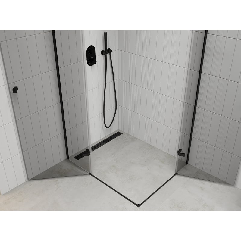 Mexen Roma Duo Shower Enclosure Hinged 100 x 90 cm, Transparent, Black - 854-100-090-70-00-02