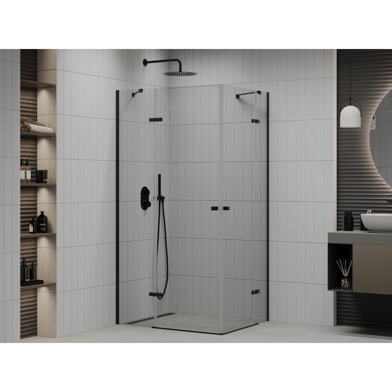 Mexen Roma Duo Shower Enclosure Hinged 100 x 90 cm, Transparent, Black - 854-100-090-70-00-02