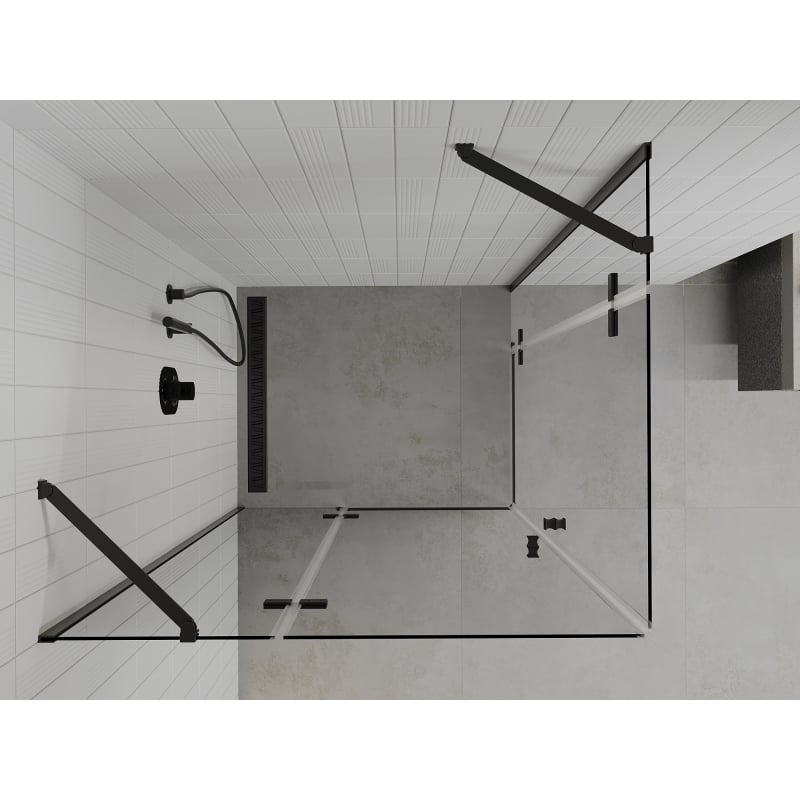 Mexen Roma Duo Shower Enclosure Hinged 100 x 90 cm, Transparent, Black - 854-100-090-70-00-02