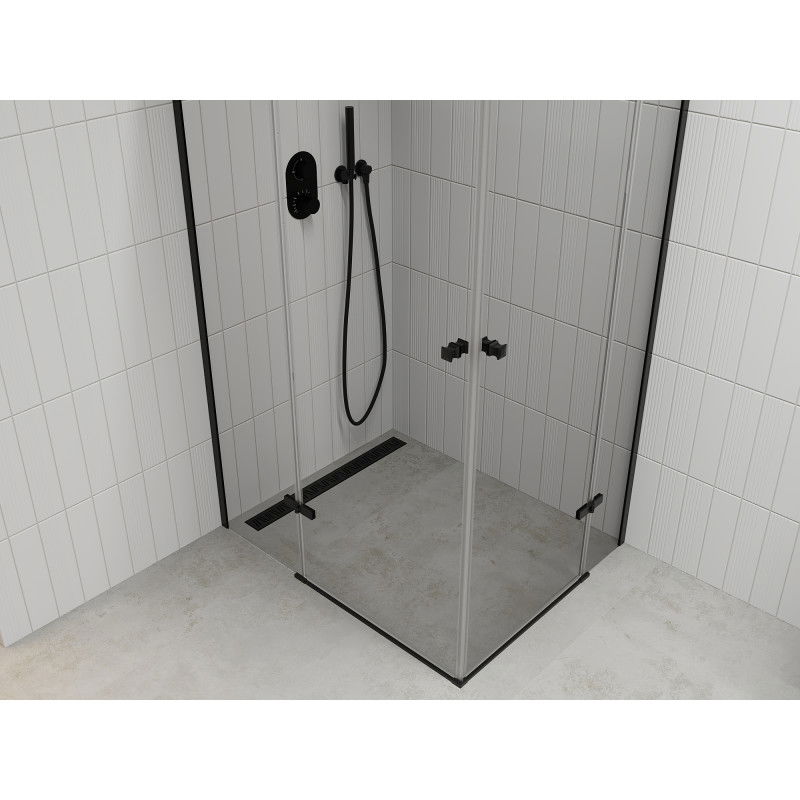 Mexen Roma Duo cabine de douche pivotante 100 x 90 cm, transparente, noire - 854-100-090-70-00-02