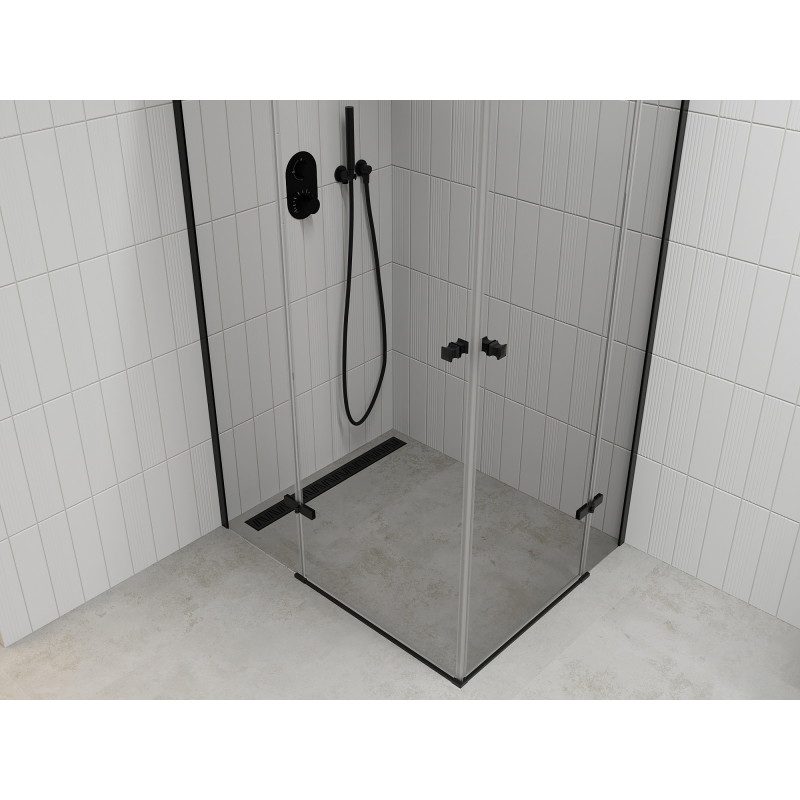 Mexen Roma Duo hinged dušikabiin 100 x 90 cm, läbipaistev, must - 854-100-090-70-00-02