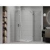 Mexen Roma Duo Duschkabine, 80 x 70 cm, transparent, Chrom + Flat Duschwanne - 854-080-070-01-02-4010