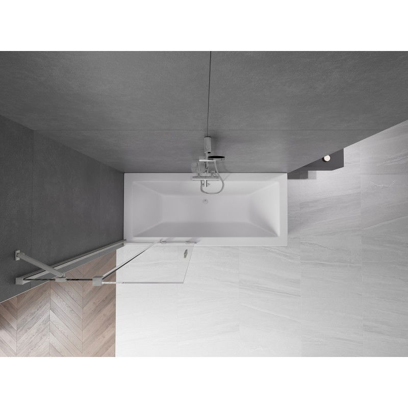 Mexen Velar paroi de baignoire 2 volets coulissants 85 x 150 cm, transparent, nickel brossé - 896-085-000-01-97