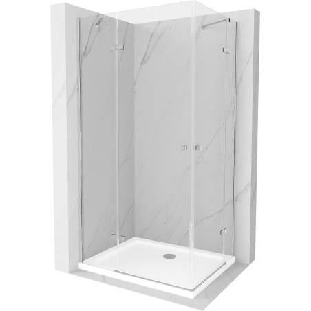 Mexen Roma Duo swing douchecabine 80 x 70 cm, transparant, chroom + Flat douchebak - 854-080-070-01-02-4010
