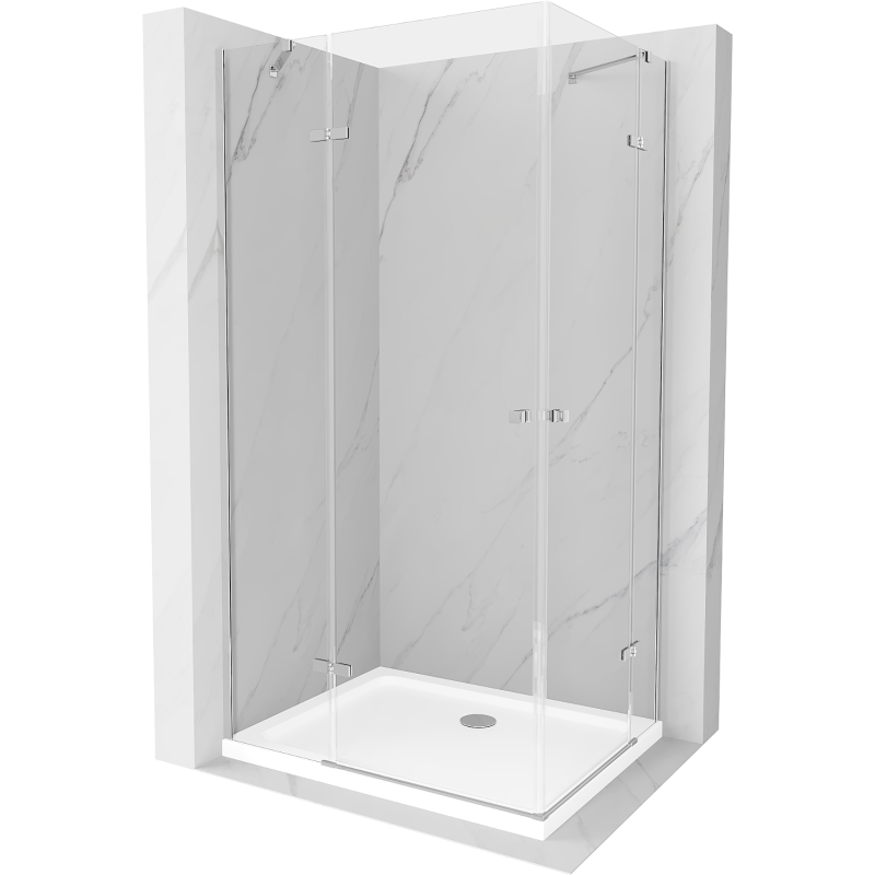 Mexen Roma Duo cabine de douche pivotante 90 x 80 cm, transparent, chrome + receveur Flat - 854-090-080-01-02-4010