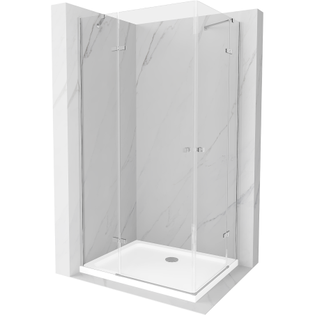 Mexen Roma Duo kabina prysznicowa uchylna 90 x 80 cm, transparent, chrom + brodzik Flat - 854-090-080-01-02-4010