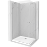 Mexen Roma Duo cabine de douche pivotante 90 x 80 cm, transparent, chrome + receveur Flat - 854-090-080-01-02-4010