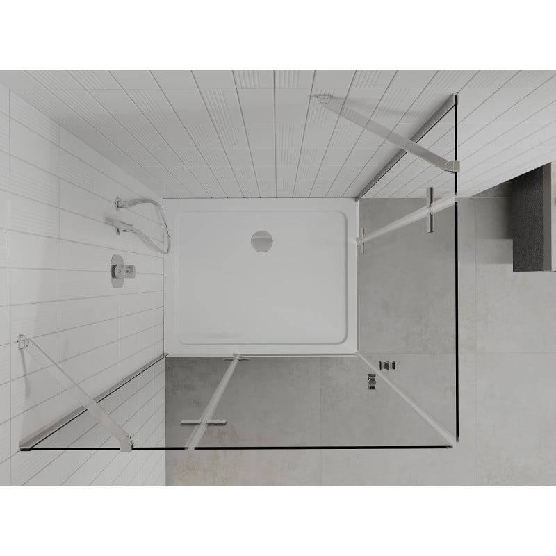 Mexen Roma Duo cabine de douche pivotante 90 x 80 cm, transparent, chrome + receveur Flat - 854-090-080-01-02-4010