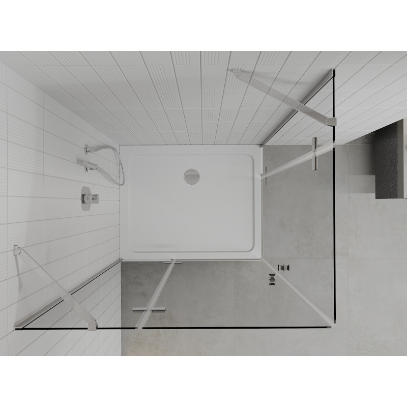 Mexen Roma Duo draaideur-douchecabine 90 x 80 cm, transparant, chroom + Flat-douchebak - 854-090-080-01-02-4010