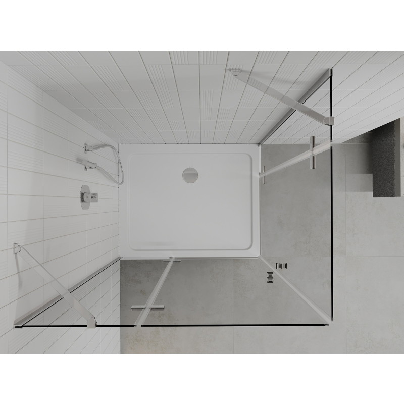 Mexen Roma Duo kabina prysznicowa uchylna 90 x 80 cm, transparent, chrom + brodzik Flat - 854-090-080-01-02-4010