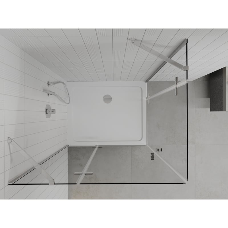 Mexen Roma Duo shower enclosure with hinged door 90 x 80 cm, transparent, chrome + Flat shower tray - 854-090-080-01-02-4010