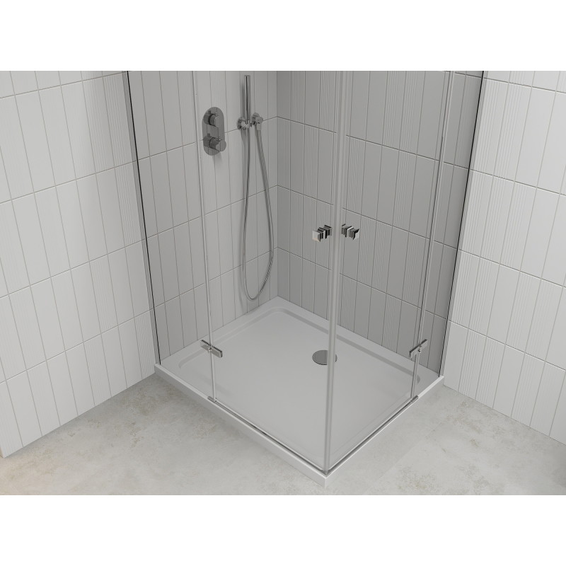 Mexen Roma Duo kabina prysznicowa uchylna 90 x 80 cm, transparent, chrom + brodzik Flat - 854-090-080-01-02-4010